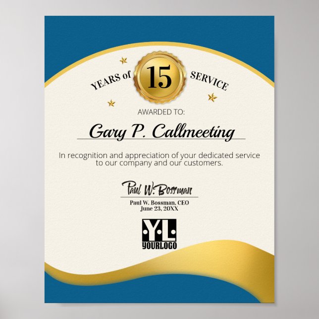 Visning för medarbetarårscertifikat för milstolpe poster (Framsidan)