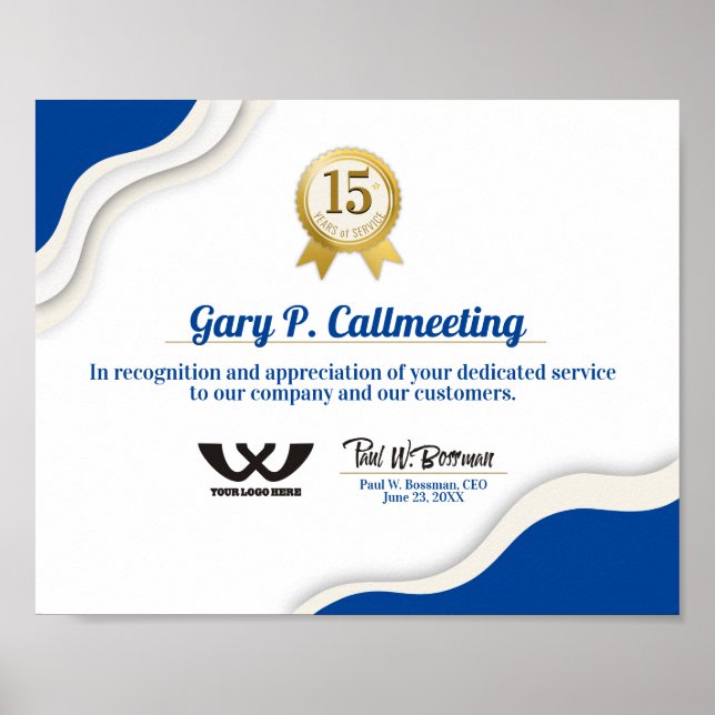 Visning för medarbetarårscertifikat för milstolpe poster (Framsidan)