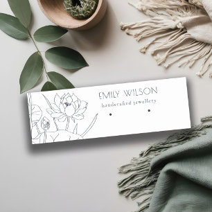 Visning för minimal vattenfri Blommigt Sketch Earr Mini Visitkort