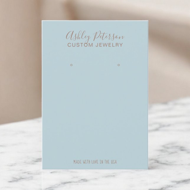 Visning för minimalistisk brun svetsning visitkort (Minimalist blue brown jewelry earring display business card)