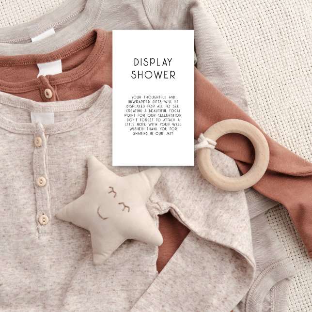 Visning för minsta svartvit text, vit Baby Tilläggskort (Small enclosure to send with your invitations)