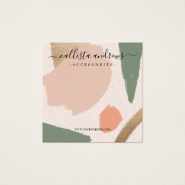 Visning för modern Abstrakt Earth Tones Guld Earri Fyrkantigt Visitkort