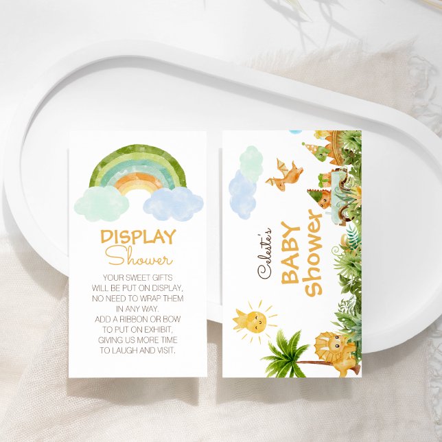 Visning för modern dosinosaur Rainbow Baby Shower Tilläggskort (Skapare uppladdad)