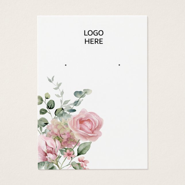 Visning för modern elegant vattenfärgsfärg blommig visitkort (Framsidan)