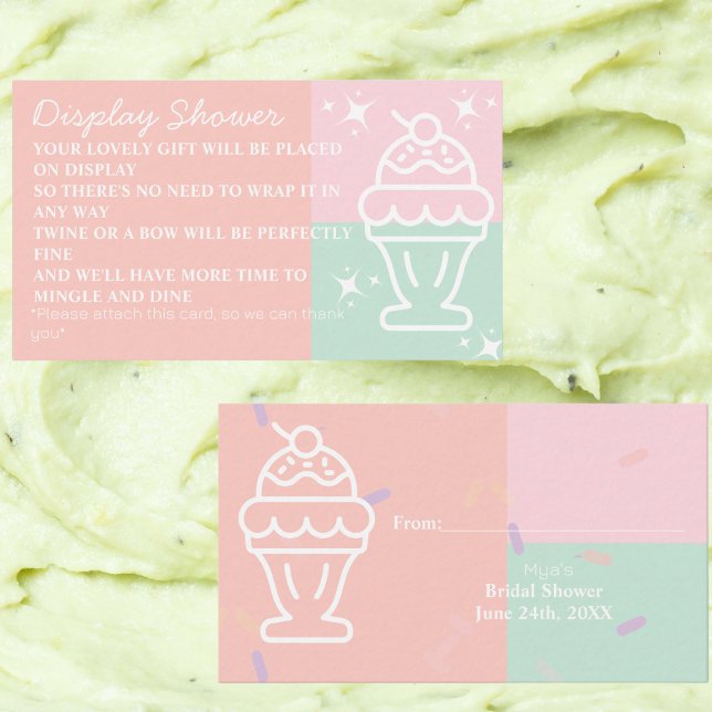 Visning för Möhippa av iskräm med avskalad uppskal Tilläggskort (Scooped Up Ice cream Bridal Display Shower Enclosure Card)