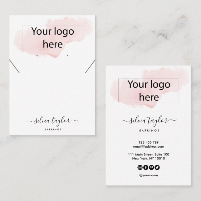 Visning för öronring av logotyp smyckeshalsband visitkort (Fram/baksida)