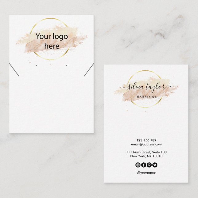 Visning för öronring av logotyp smyckeshalsband visitkort (Fram/baksida)