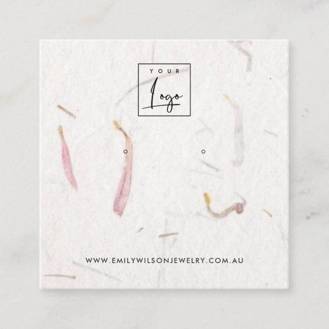  VISNING FÖR PAPPER HANDMADE STUD EARRING FYRKANTIGT VISITKORT (Framsida)