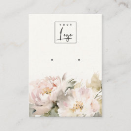 Visning för  Peony Watercolor Blommigt Earring Log Visitkort