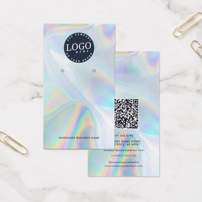 Visning för QR-kod för HoloGraph Social Earrings Visitkort (Kontor)