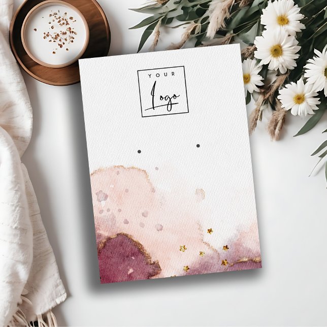 Visning för Rosa av vattenfärgsavläsning Logotyp f Visitkort (Skapare uppladdad)