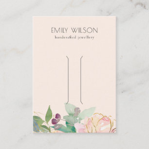 Visning för Rosa Blommigt Bunch Hair Clip Visitkort