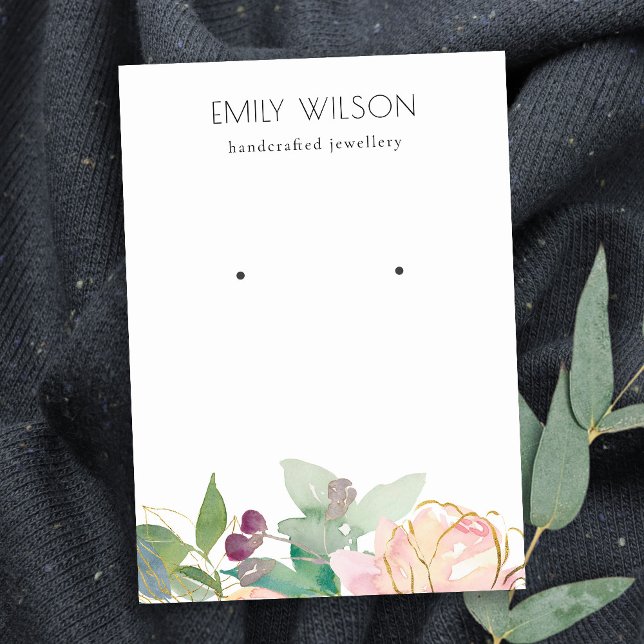 Visning för  Rosa Blommigt guld Bunch Earring  Visitkort (Skapare uppladdad)