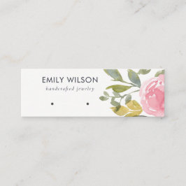 VISNING FÖR ROSA BLOMMIGT VATTENFÄRG FÖRÖKNING AV MINI VISITKORT