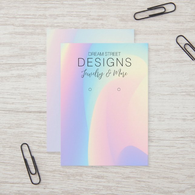 Visning för rosa Blue Rainbow Earring  Card Visitkort (Fram/Back In Situ)