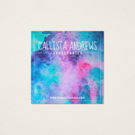 Visning för rosa Blue Salty Watercolor Earring Ca Fyrkantigt Visitkort