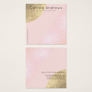 Visning för  Rosa Guld Glitter Geo Heart Earring Fyrkantigt Visitkort