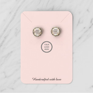 Visning för rosa Modern Minimal Necklace Earring- Visitkort