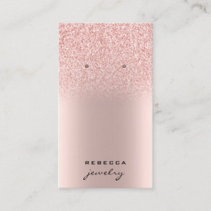 visning för rosa ros-glitter-örning i guld visitkort