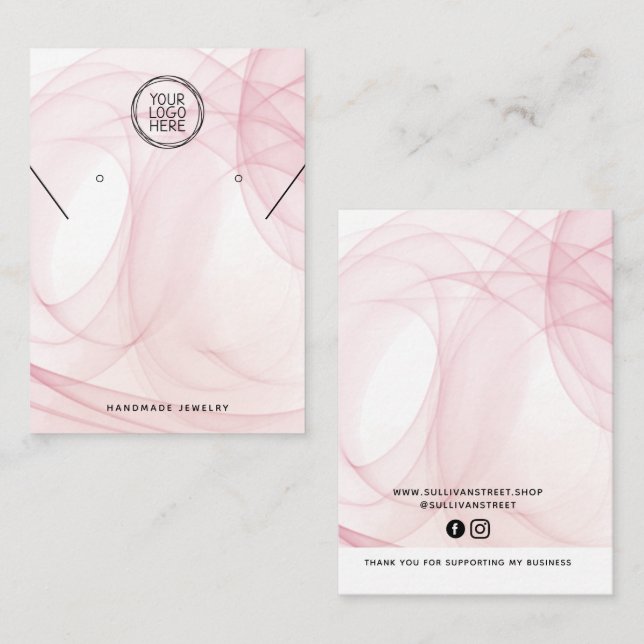 Visning för rosa Watercolor Necklace Earrings- (Fram/baksida)