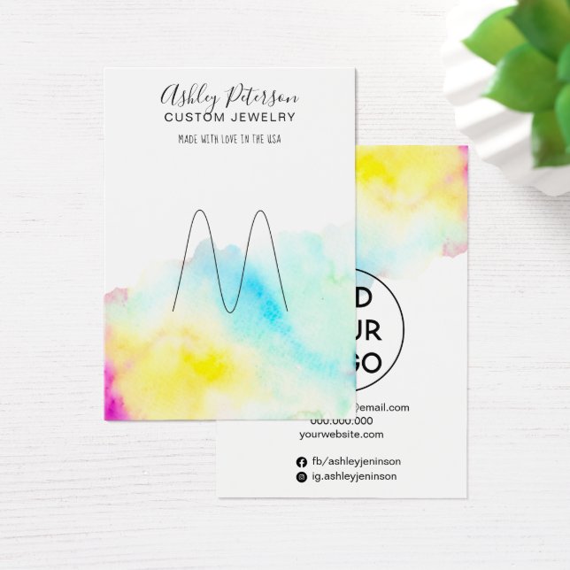 Visning för smycken för chic med vattenfärg ring visitkort (Skivbord)