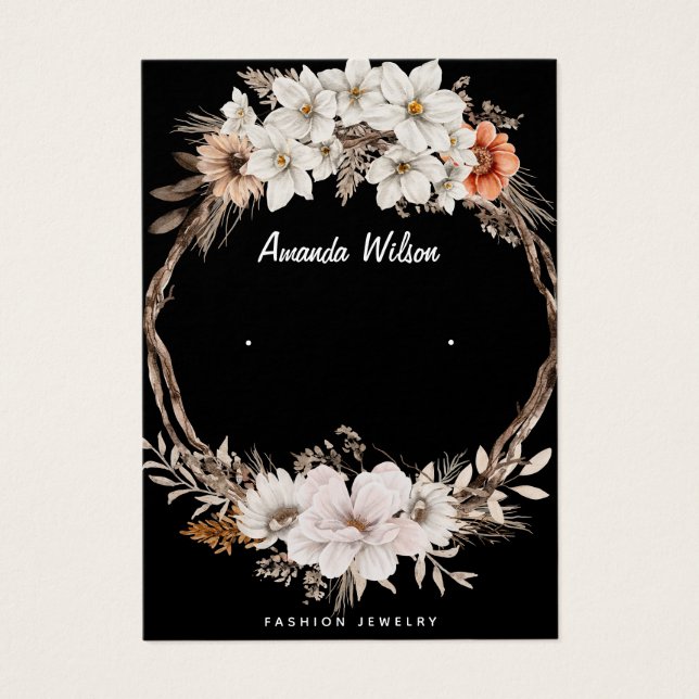 Visning för smyckesörning i modern elegant blommig visitkort (Framsidan)