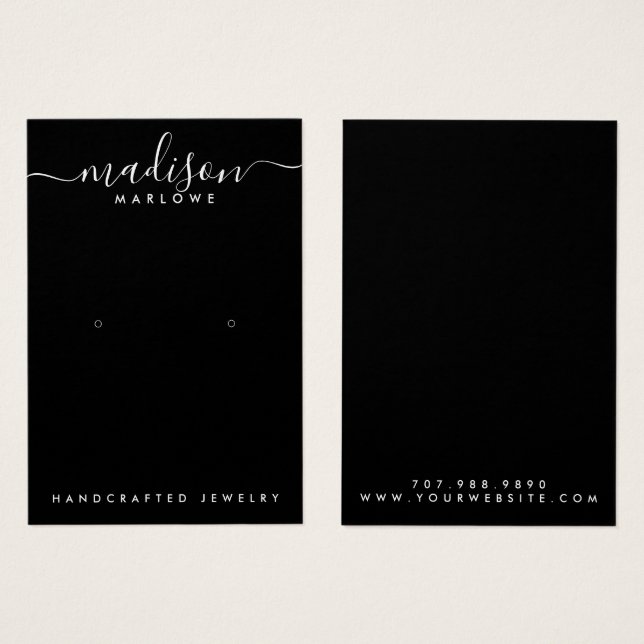 Visning för svart avläsning av chic Monogram- Visitkort (Framsida & baksida)