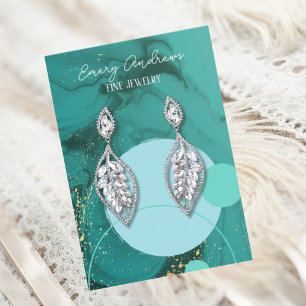 Visning för Teal Earring Holder Designer Jewelry Visitkort