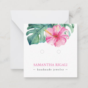 Visning för tropisk blomning Logotyp Necklace Earr Anteckningskort