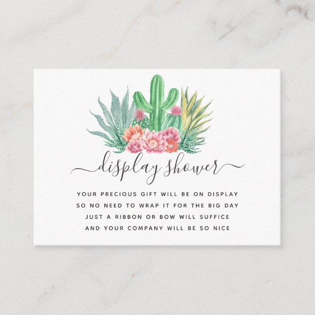 Visning för vattenfärgssuccules Baby Shower Tilläggskort (Framsida)