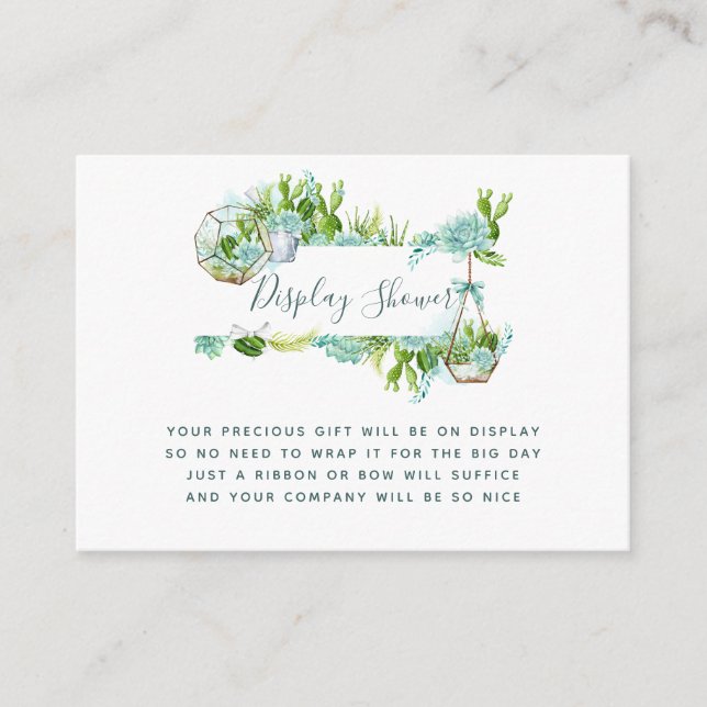 Visning för vattenfärgssuccules Baby Shower Tilläggskort (Framsida)