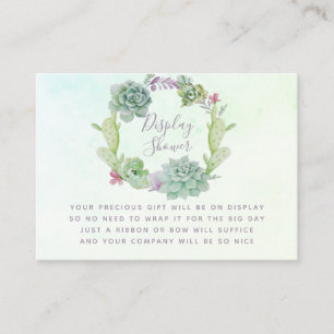 Visning för vattenfärgssuccules Baby Shower Tilläggskort