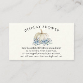 Visning för vit och blå Pumpkin Baby Shower Tilläggskort