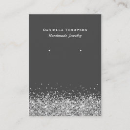 Visning grått Faux Silver Glitter Juelry Earring Visitkort
