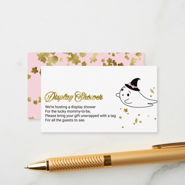 Visning i Cute Ghost Halloween Baby Shower Tilläggskort (Fram/Back In Situ)