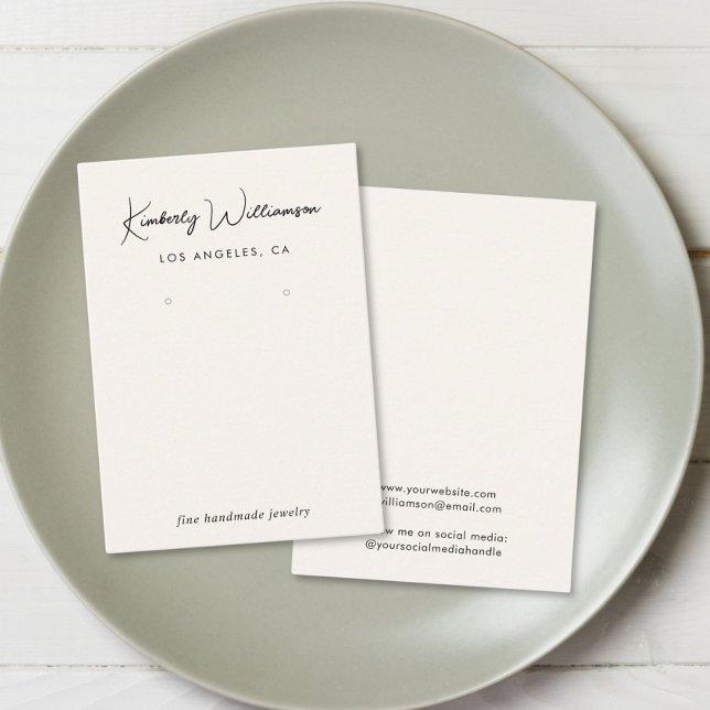 Visning-kort för chic Script-läsning av Cream- Visitkort (Empower your name in our signature script as your logo and brand identity)