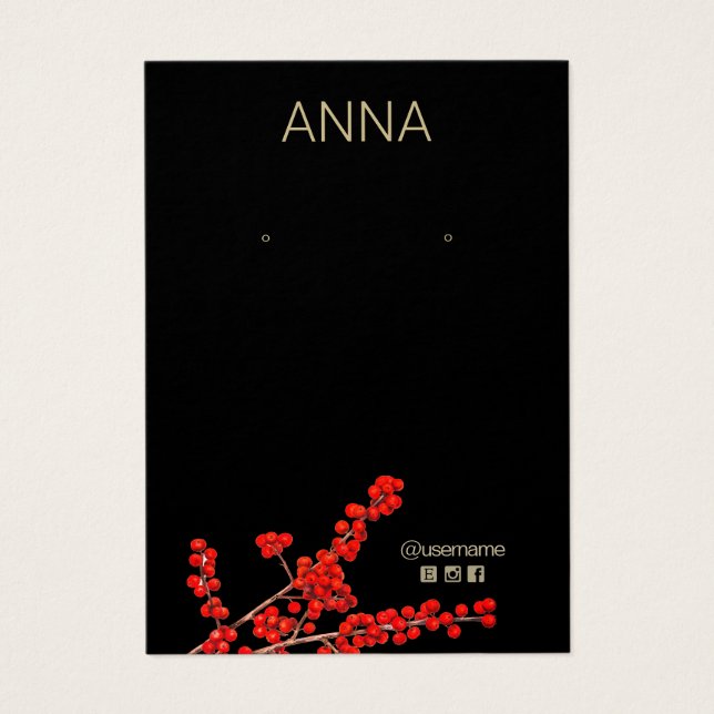 Visning-kort för Julrött berries Visitkort (Framsidan)