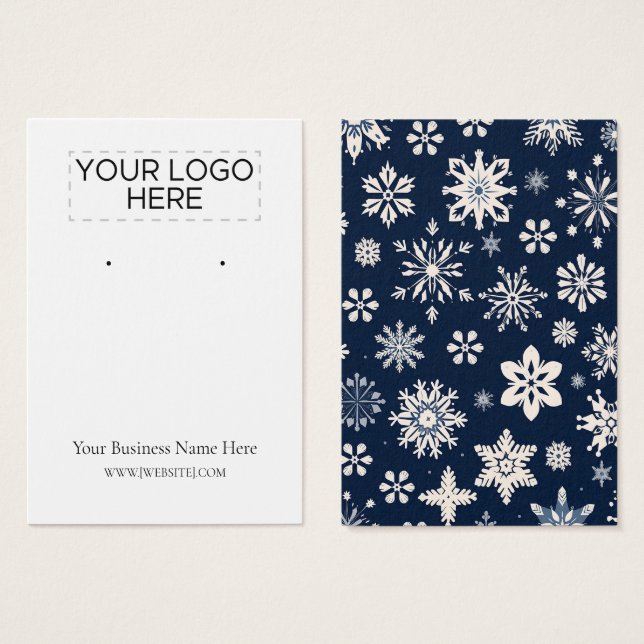 Visning-kort för julstämning i Snöflingor Visitkort (Framsida & baksida)