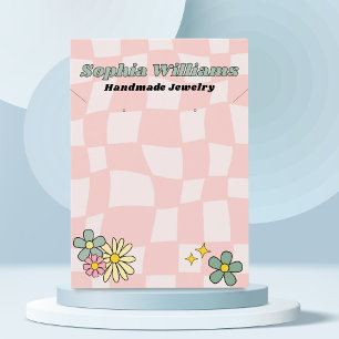 Visning-kort för Retro Rosa Checker-klocka och avl