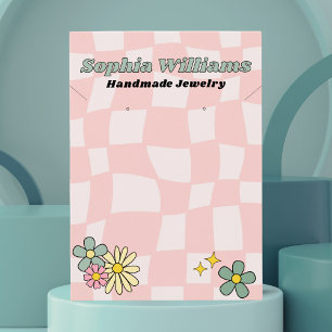 Visning-kort för Retro Rosa Checker-klocka och avl Visitkort