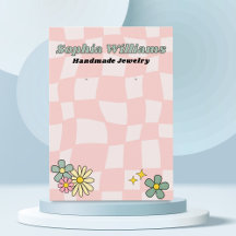 Visning-kort för Retro Rosa Checker vid avläsning 