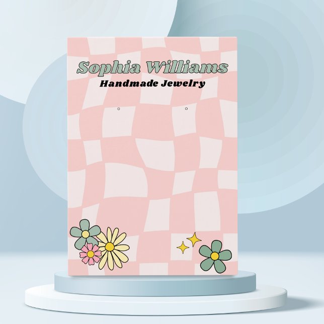 Visning-kort för Retro Rosa Checker vid avläsning  (Skapare uppladdad)