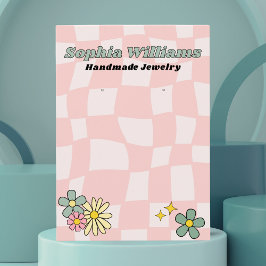 Visning-kort för Retro Rosa Checker vid avläsning Visitkort