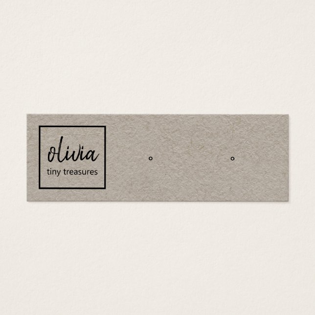 Visning-kort för Script Stud Earring Kraft Litet Visitkort (Framsidan)