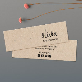 Visning-kort för Script Stud Earring Tan Kraft Litet Visitkort