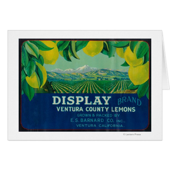 Visning Lemon LabelVentura, CA Hälsningskort (Framsidan Horizontal)