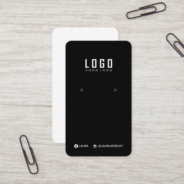 Visning logotyp  Card Social Media Black White Visitkort (Fram/Back In Situ)