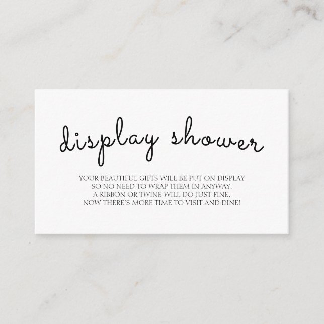 Visning Shower Black White Baby Shower-hölje Tilläggskort (Framsida)