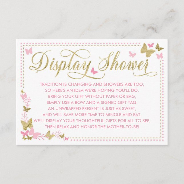 Visning Shower Card, Butterfly Baby Shower Tilläggskort (Framsida)