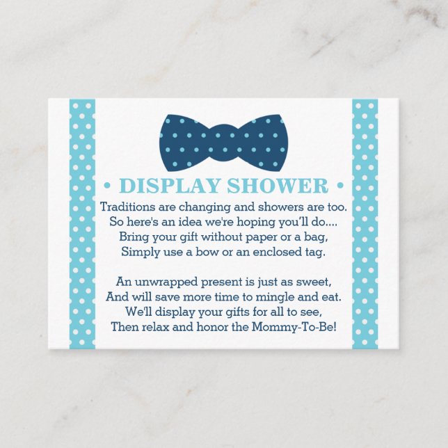Visning Shower Card, Little Man, Bow Tie Tilläggskort (Framsida)